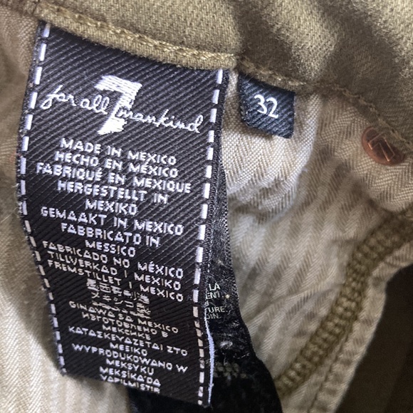 Seven 7 For All Mankind Shorts Army Green Denim Sz 32 - Picture 5 of 6